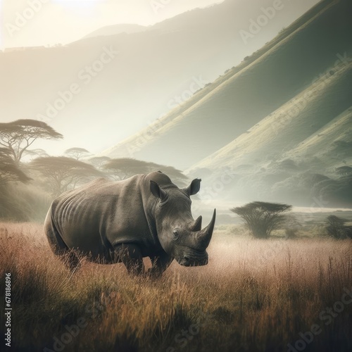 rhino in the wild animal background