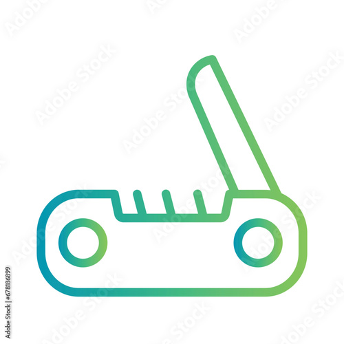 Army Camping Knife Gradient Outline Icon