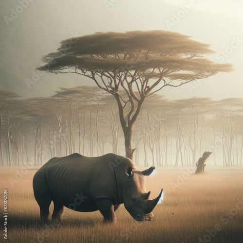 rhino in the wild animal background