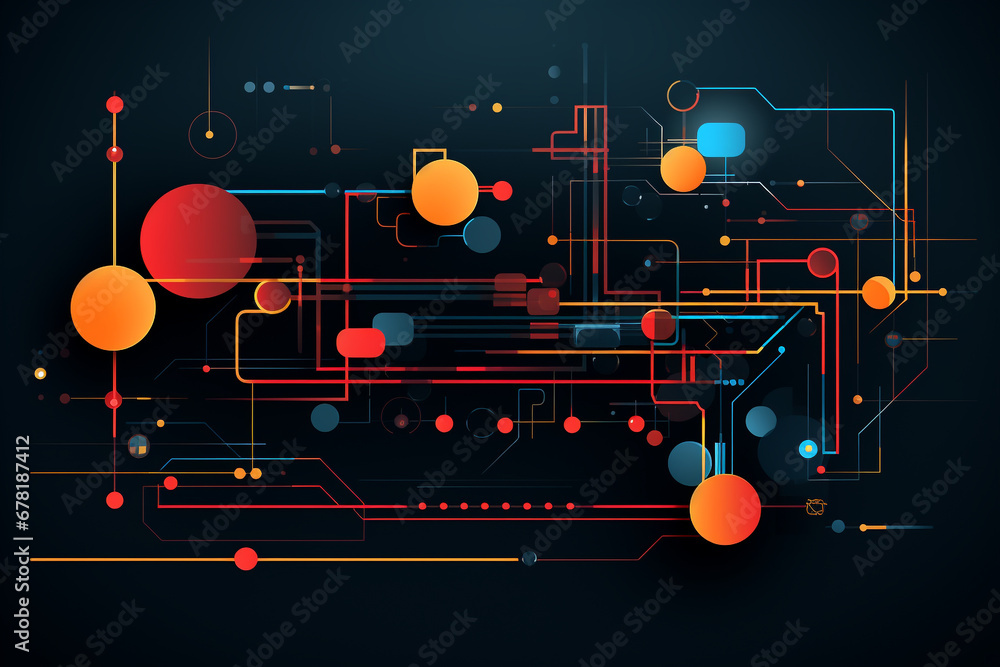 Obraz premium Abstract technology digital line electronic network data innovation concept background.