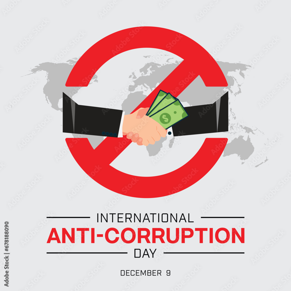 International Anti Corruption Day design. It features a handshake with money and a no sign. Vector illustration International Anti Corruption Day design. It features a handshake with money and a no sign. Vector illustration
