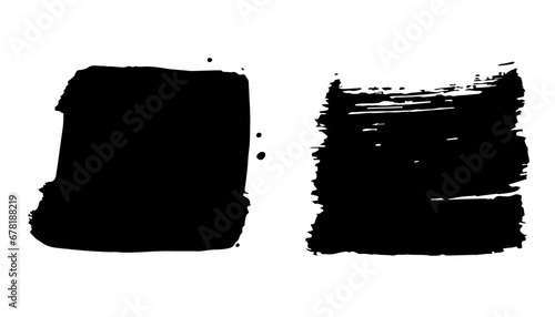 Grunge square backgrounds, brushstrokes set.Abstract distress ink texture.Hand-drawn gouache paint strip,smear with roughness and scuffs.Art element for design.Isolated. Vector illustration