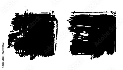 Grunge square backgrounds, brushstrokes set.Abstract distress ink texture.Hand-drawn gouache paint strip,smear with roughness and scuffs.Art element for design.Isolated. Vector illustration