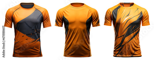 set of sports t-shirt Mockups with front view isolated on transparent background, generative ai