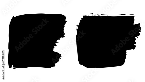 Grunge square backgrounds, brushstrokes set.Abstract distress ink texture.Hand-drawn gouache paint strip,smear with roughness and scuffs.Art element for design.Isolated. Vector illustration