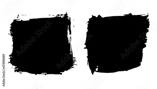 Grunge square backgrounds, brushstrokes set.Abstract distress ink texture.Hand-drawn gouache paint strip,smear with roughness and scuffs.Art element for design.Isolated. Vector illustration