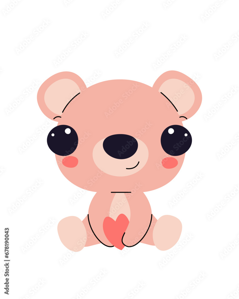 Obraz premium Valentines Day card with bear. For website banner, Sale, Valentine card, cover or poster trendy vector illustration