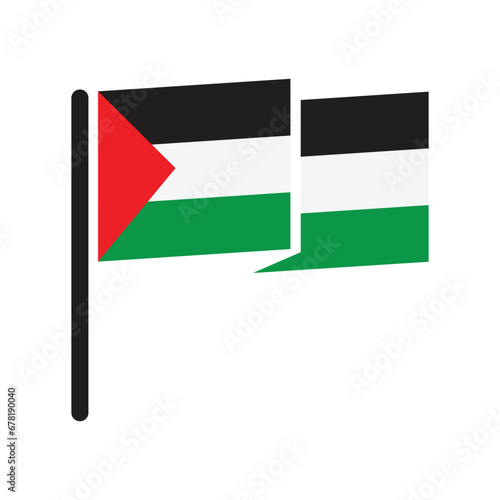 flag of palestine with pole icon logo flat vector illustration design for poster banner