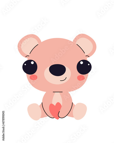 Valentines Day card with bear.  For website banner  Sale  Valentine card  cover or poster trendy vector illustration