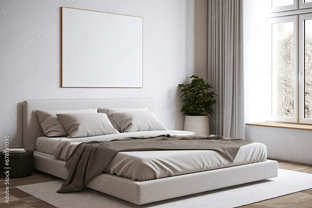 modern grey living room, Home mockup, modern bedroom interior background, 3d render