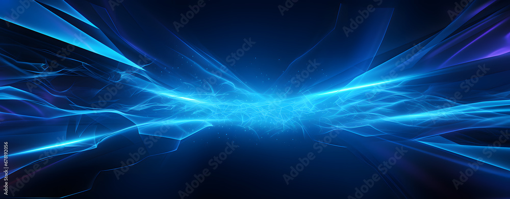 Glowing Blue and purple light rays on a black abstract background