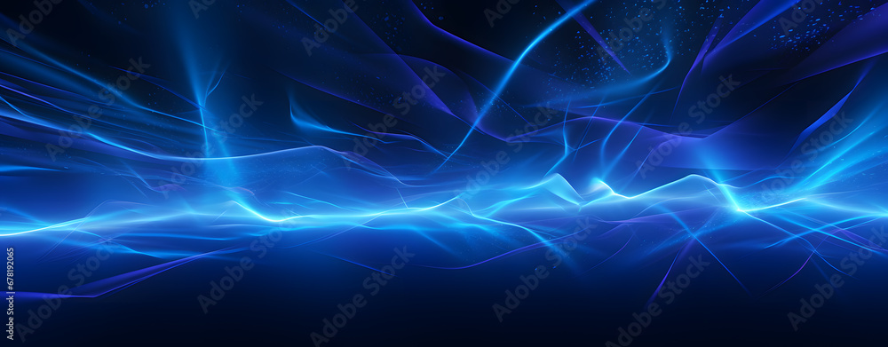 Naklejka premium Glowing Blue and purple light rays on a black abstract background