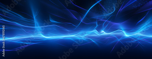 Glowing Blue and purple light rays on a black abstract background