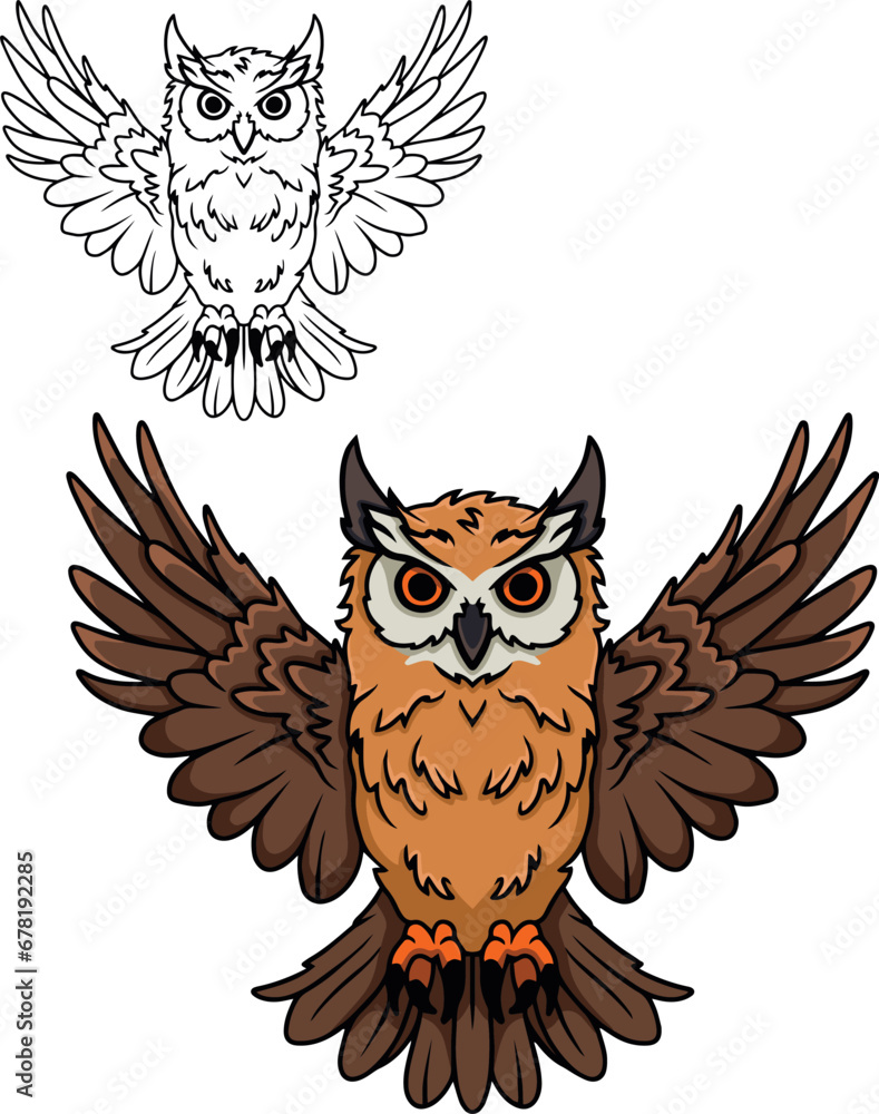 Obraz premium Cartoon flying owl