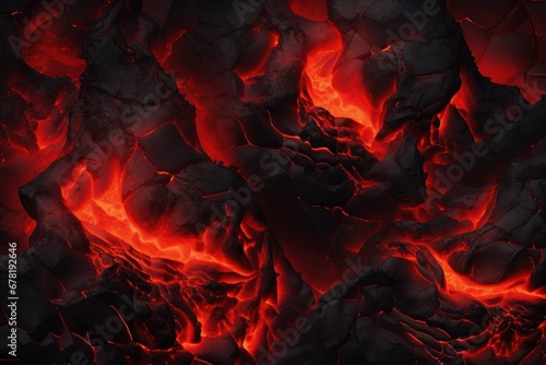 Hot volcanic magma texture, top view. Lava black dark background.