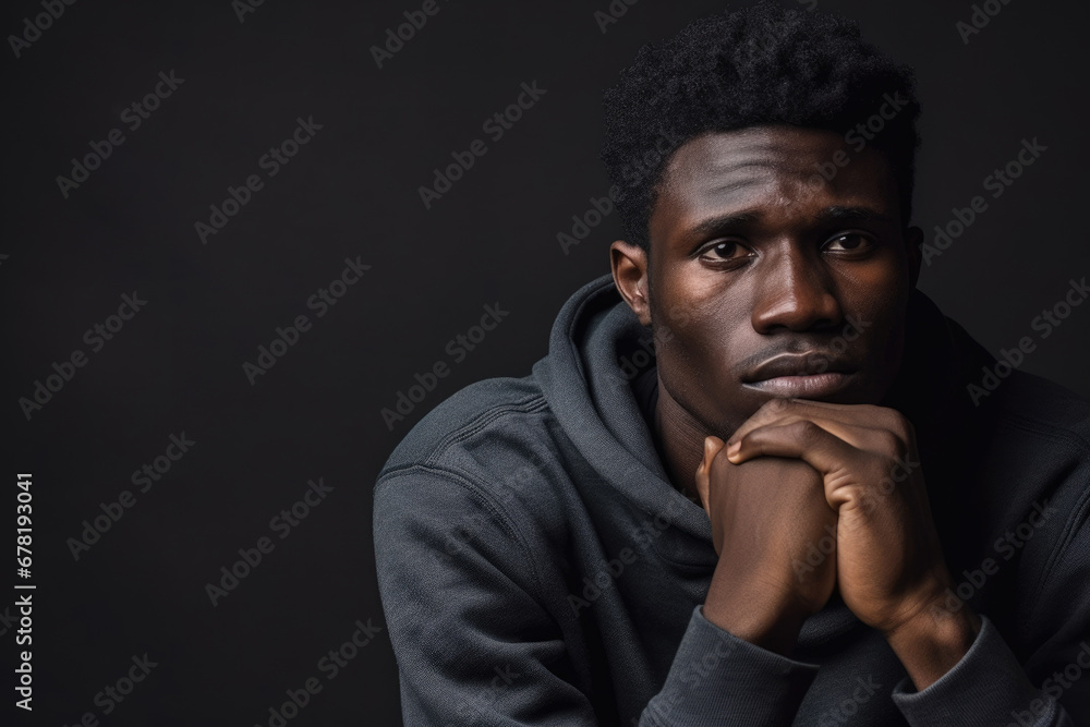 Portrait of black confident man with copy space. AI Generated Portrait of black confident man with copy space. AI Generated