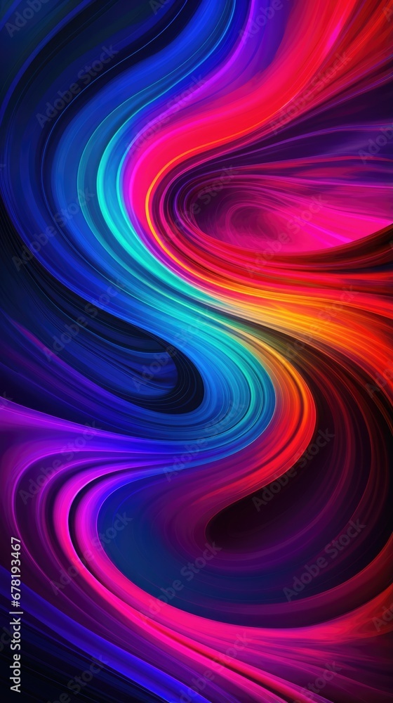 Neon light colorful swirl background. Abstract beautiful galaxy glow lights wallpaper. Bright multicolor spectrum glowing curvy lines Creative fantastic illustration. Futuristic energy concept.