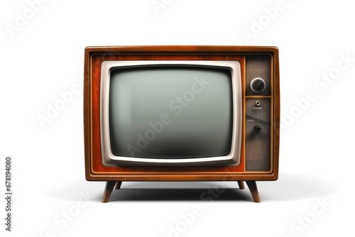 Retro television, old vintage TV isolated on white background