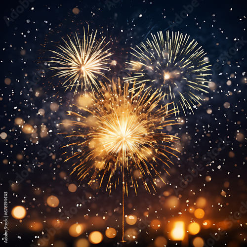Vibrant colors illuminate exploding firework display at celebration - AI Generated