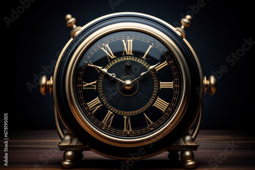 Clock illustration at Spotlight and Dark Background, llustration for Time Schedule, Roman timer clock
