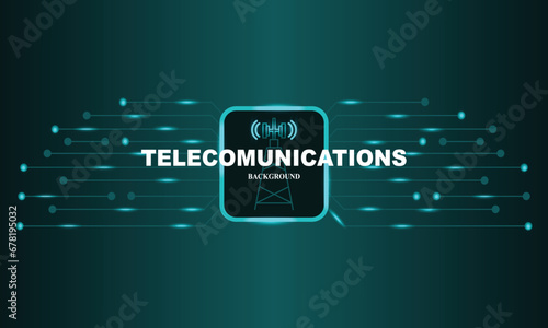 Sophisticated telecommunications background featuring intricate network patterns and communication icons. This composition exudes a sense of connectivity and technological advancement.