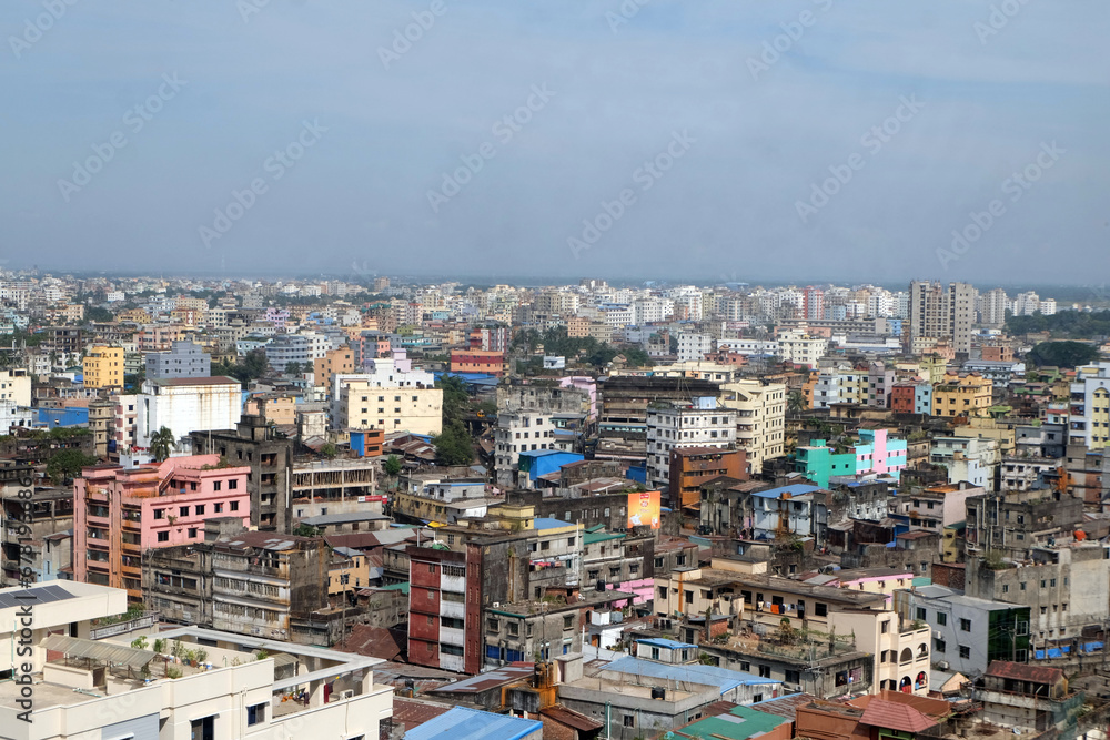 A beautiful sunny view of chittagong city. Top view of chittagong city,bangladesh.	