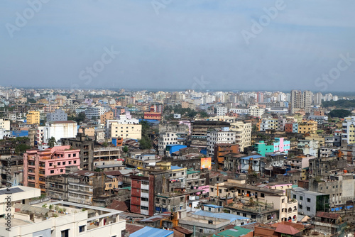 Fototapeta Naklejka Na Ścianę i Meble -  A beautiful sunny view of chittagong city. Top view of chittagong city,bangladesh.	