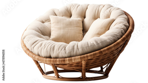 A milk wicker papasan chair isolated on a transparent background, png photo