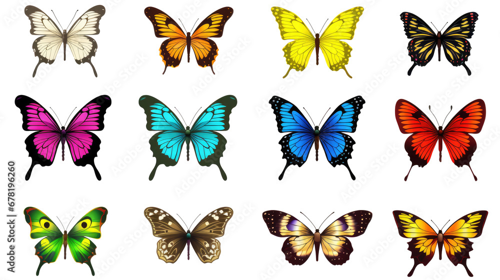 Collection of butterflies on isolated transparent background. Watercolor butterfly png collection Collection of butterflies on isolated transparent background. Watercolor butterfly png collection