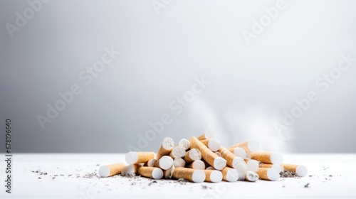 Cigarette placed on a white background © EmmaStock