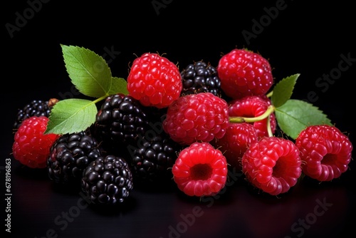 berries isolated on black background