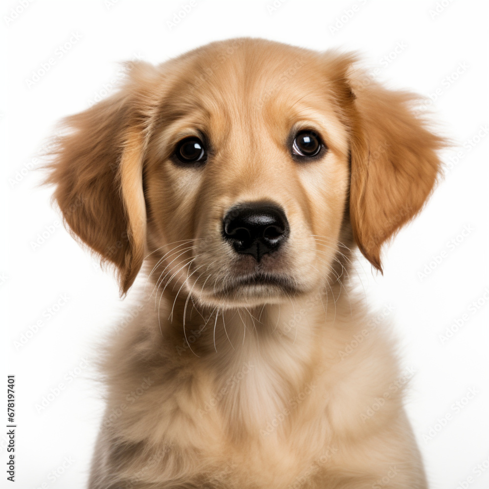 portrait of a puppy golden retriever isolated on white background