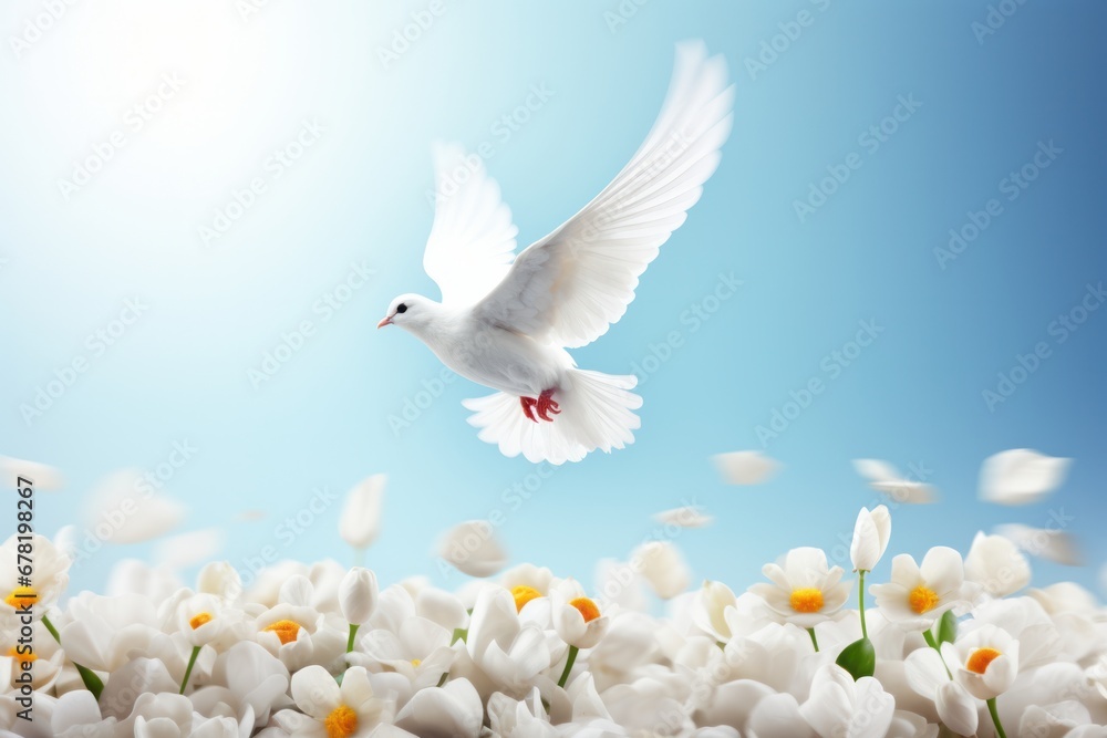 Fototapeta premium international day of peace concept with white flying dove