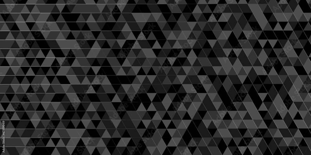 Modern abstract seamless geometric dark black pattern background with lines Geometric print composed of triangles. Black triangle tiles pattern mosaic background. Abstract pattern gray Polygon Mosaic. - obrazy, fototapety, plakaty 
