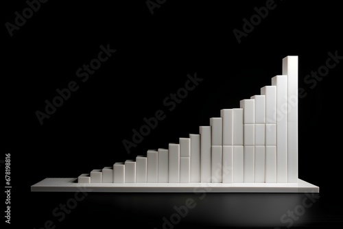 upward bar chart graph in white color showing growth and success of product and business 