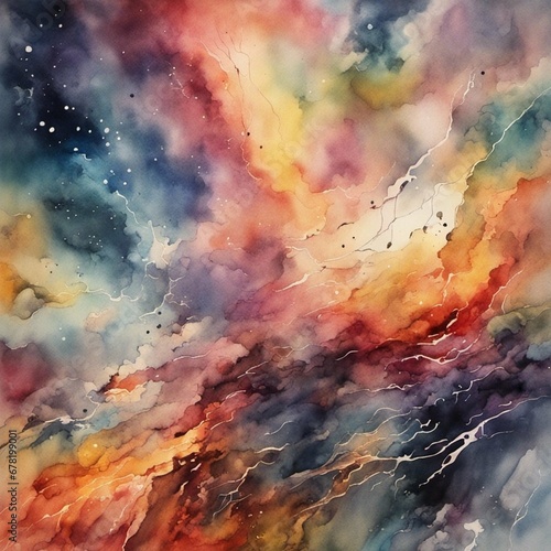 stunning romantic storm of watercolor  intense  dynamic  stylized  colorful  contemporary art  detailed  high resolution