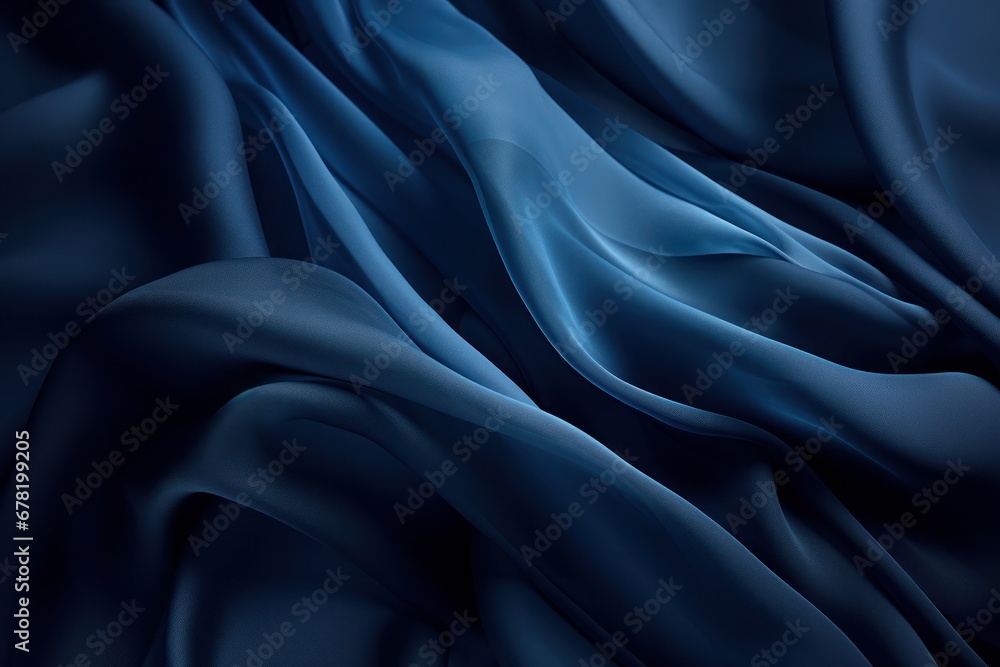 navy blue fabric blowing in the wind on black background navy blue fabric blowing in the wind on black background
