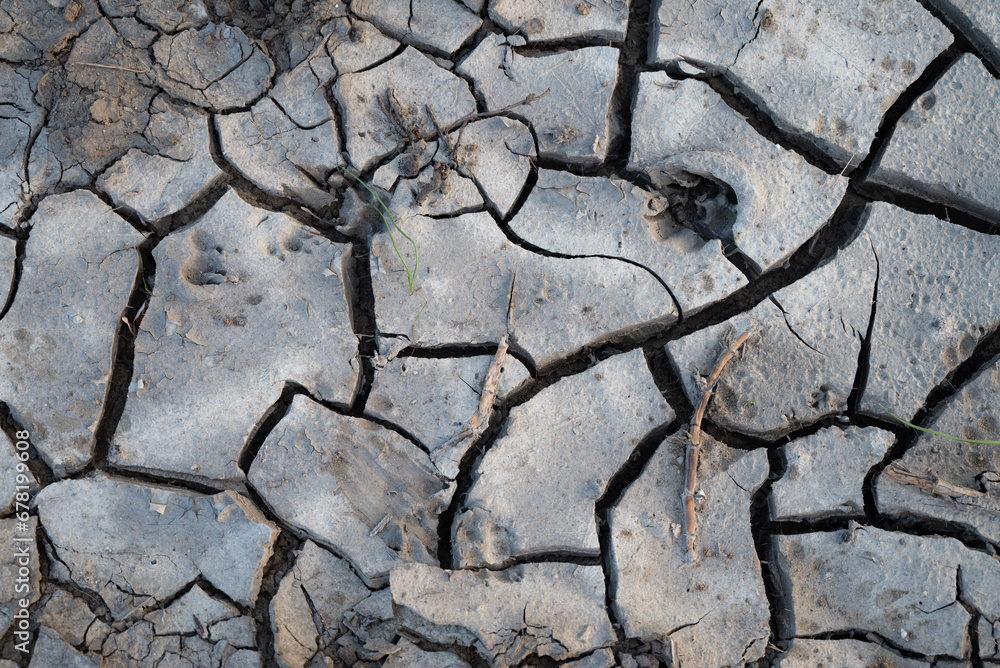 Obraz premium The ground is cracked. Drought. Climate change.