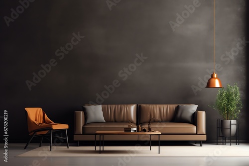 Modern dark home interior background © fledermausstudio