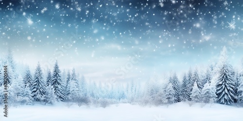 Serene Winter Wonderland  Blurred Frosty Blue Background et al, Generative AI © Oleksii