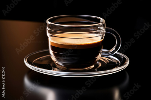 Photo of a delicious cup of freshly brewed coffee on a elegant saucer