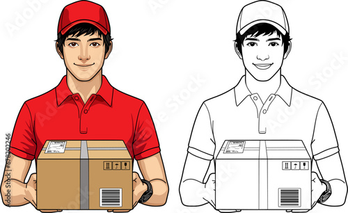 courier guy holding a parcel in his hands
