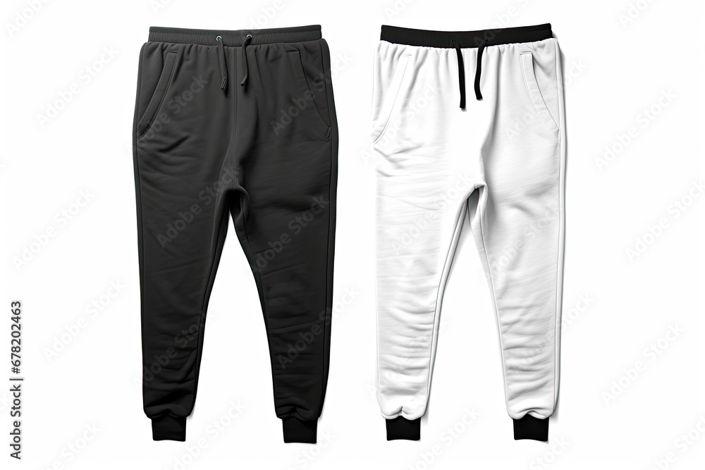 pants isolated on white, Black and white sweat pants or joggers mockup isolated on white background. unisex sport pants. pants isolated on white, Black and white sweat pants or joggers mockup isolated on white background. unisex sport pants.