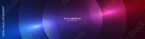 3D blue red techno abstract background overlap layer on dark space with glowing circles shape decoration. Modern graphic design element lines style concept for web banner flyer, card or brochure cover