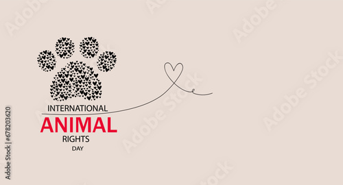 International Animal Rights Day. Template for background, banner, card, poster with text inscription. Vector line doodle illustration.