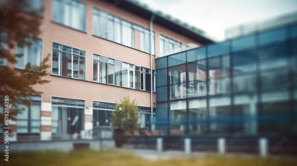 school building blurred background unfocused AI generated illustration