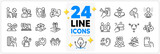Icons set of Hold smartphone, Dont touch and Hold box line icons pack for app with Contactless payment, Loyalty program, Medical help thin outline icon. Like, Equality, Genders pictogram. Vector