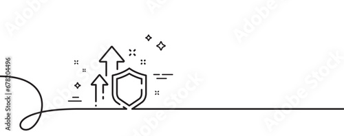 Improving safety line icon. Continuous one line with curl. Increased privacy sign. Secure defense symbol. Improving safety single outline ribbon. Loop curve pattern. Vector