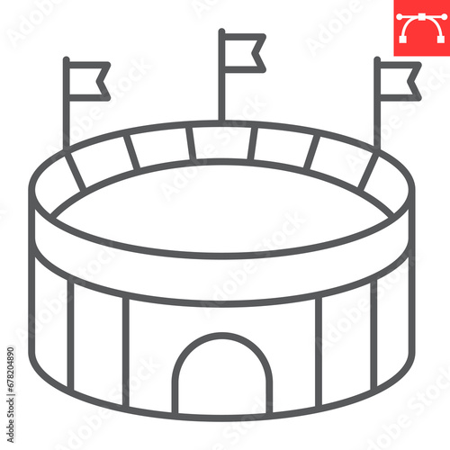 Sport stadium line icon, tournament and arena, soccer stadium vector icon, vector graphics, editable stroke outline sign, eps 10.