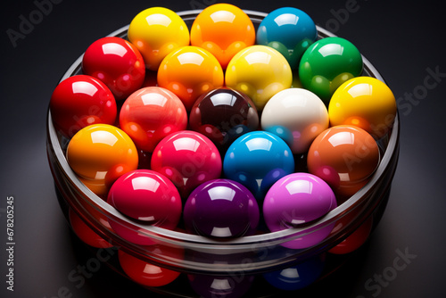 eggs and colourful ball  in a bowl